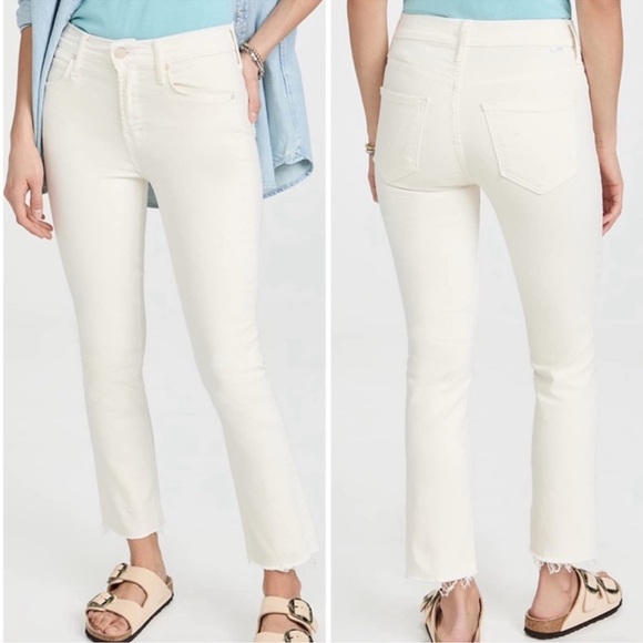 MOTHER The‎ Mid Dazzler Crop Fray In Cream Puff Jeans Size 24 - Picture 1 of 11